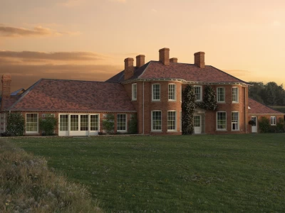 Image Captioned: Grand country house in Berkshire