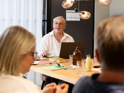 Image Captioned: Leading a workshop