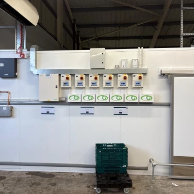 Section of the cold room and controls in retail store