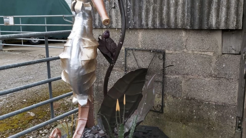 Cover image for Seahorse water feature made by Metal dreams Blacksmith, Devizes, Wiltshire