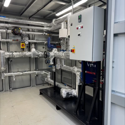 Packaged plant room and a control panel for the new steam system