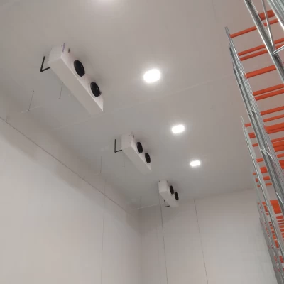 Three ceiling-mounted evaporators in distribution centre