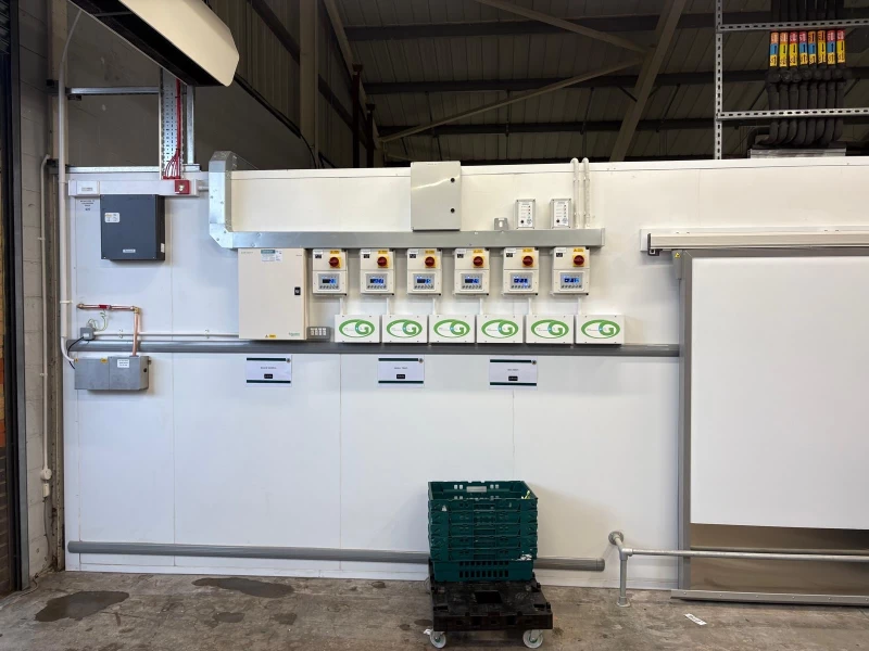 Section of the cold room and controls in retail store