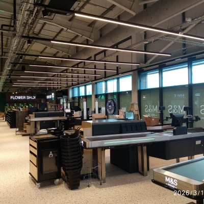 Point of sale area of new M&S Foodhall after refurbishment
