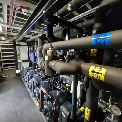 Black pipes and pumps.