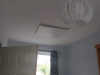 Image Captioned: Home office infrared heating from Carbon Reduction Solutions.
