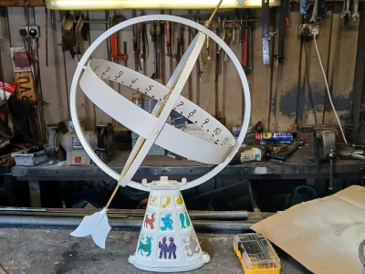 Image Captioned: We took on the challenge to restore this armillary, we had a free rein and the customer was very happy with the result