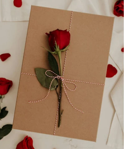 Brown leather key ring with brass metal loops and rivets on wood table.